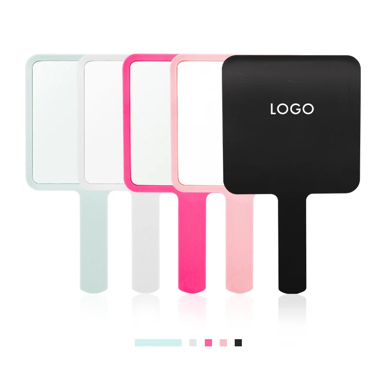 

SENKA Low MOQ Wholesale Cheap Price Plastic Custom Logo Square Fancy Modern Colorful Hand Held Makeup Mirror, Customized color