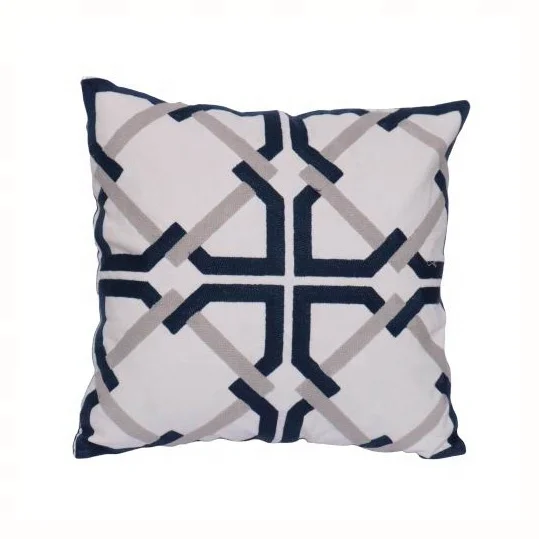 

High quality double sides embroidery cotton fabric geometric pattern decorative pillow cushion cover
