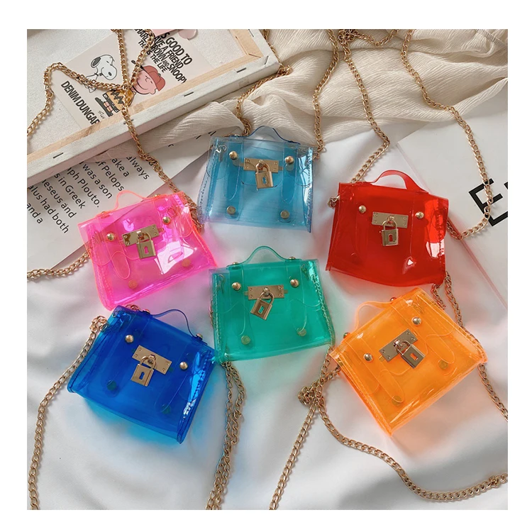 

2020 Summer new fashion yellow color girls mini clear jelly purses