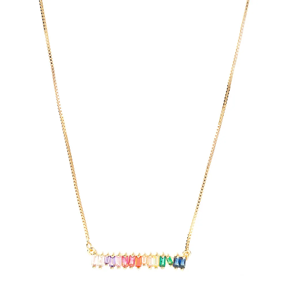 

Popular Zircon Necklaces Pendant Fashion Popular Gold Plated Rainbow Necklaces