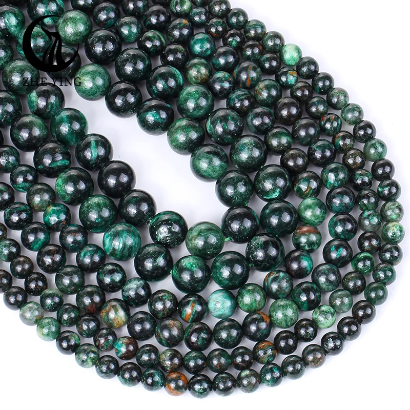 Zhe Ying 6/8/10mm emerald beads natural stone round emerald gemstones beads bracelet zambia natural emerald beads