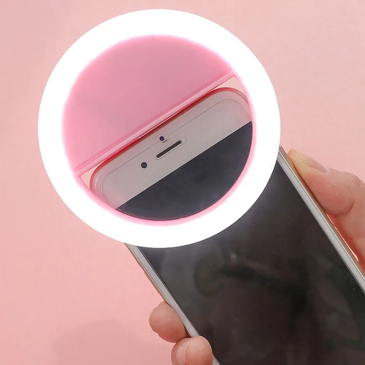 

plain box newest rechargeable 3-level brightness makeup mobile phone led selfie ring light, Black/white/pink/blue