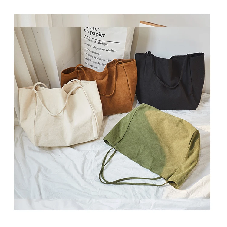 

Wholesale Blank Custom Print Natural 12oz Cotton Canvas Shopping Tote Bag Large-capacity shopping Bag Cotton Carry Bag, Green /black/ khaki /beige