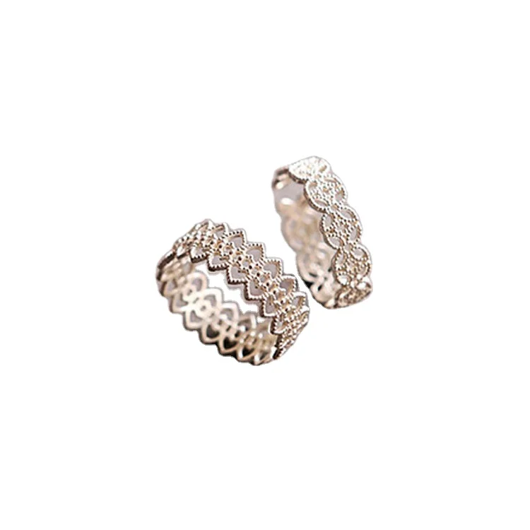 

Women's Charm Jewelry Sterling Silver 925 Korean Style Hollow Lace Ring, As pics