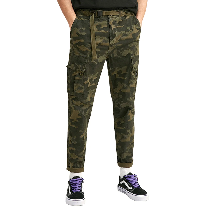 

Wholesale male fashion outdoor straight pants street wear camouflage casual cargo trousers for men, 2 colors