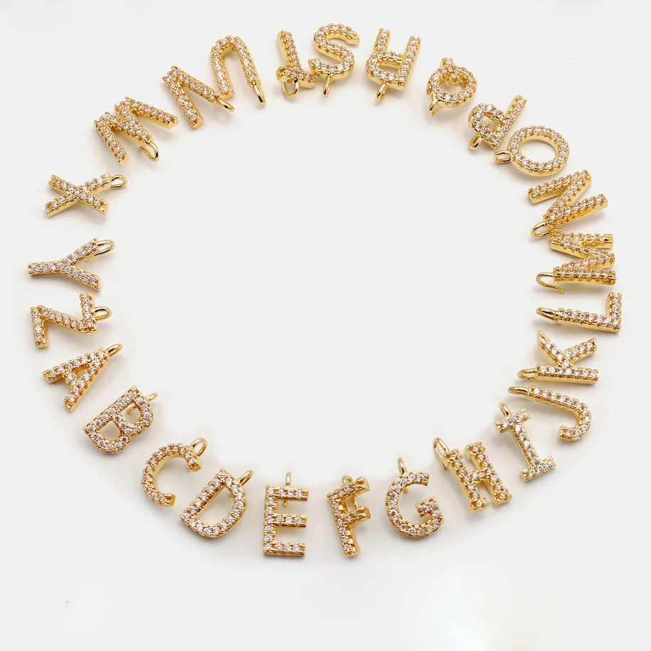 

DIY Gold Metal Diamond Initial Letter Alphabet Charm Pendant For Jewelry