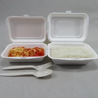 

600-650ml Biodegradable Disposable Sugarcane Bagasse Lunch Box B001