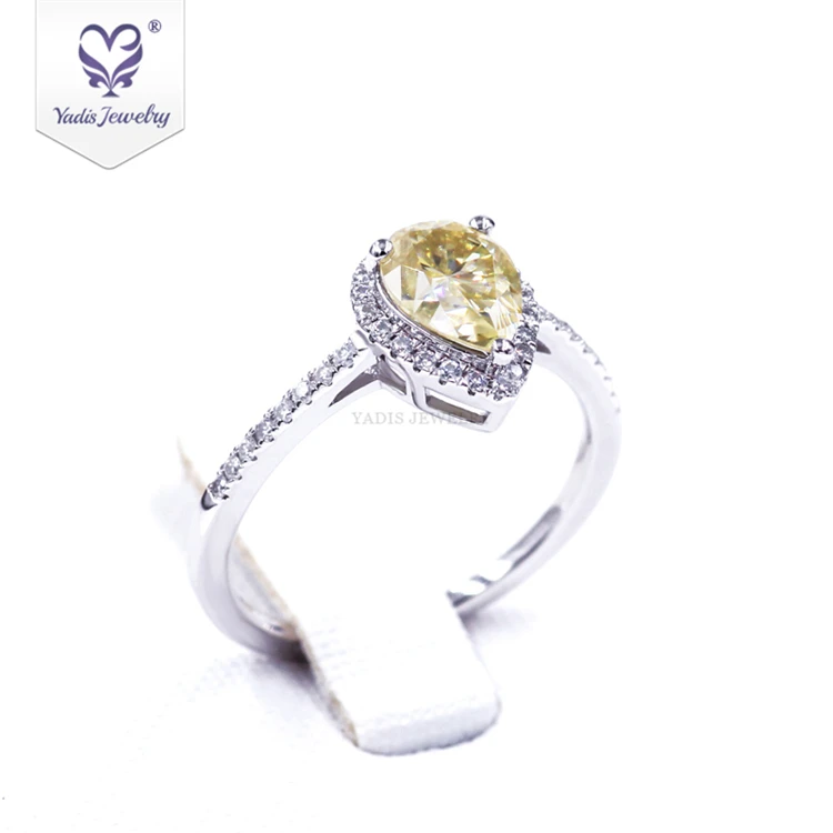 

Yadis fashion jewelry 18k gold plated 925 sterling silver pear cut yellow moissanite engagement rings for women