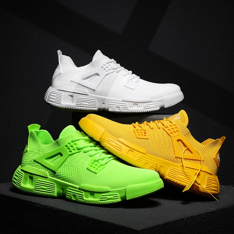 

Fashion Fluorescence Green Men's Casual Shoes Comfortable Outdoor Trainers Luxury Shoes Sneakers Mens Trending Zapatillas Hombre, Black,white,yellow,green