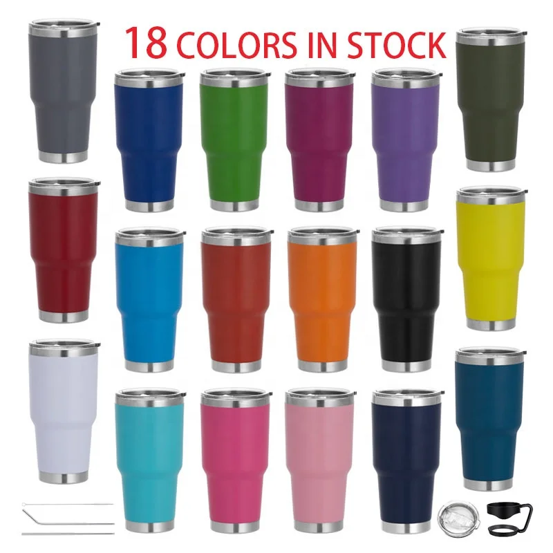 

In Stock 20 oz 30 oz Powder Coated Travel Tumbler Cup Double Walled Vacuum Coffee Mug Insulated Stainless Steel Tumbler With Lid