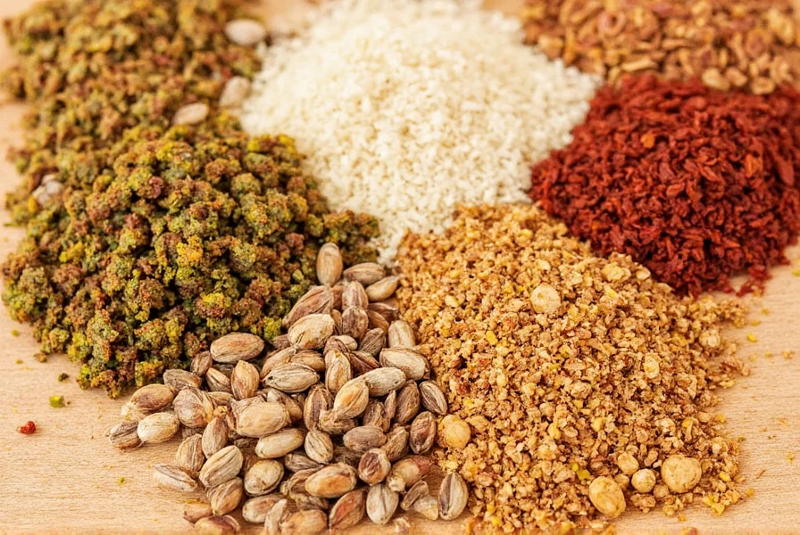 Dukkah sprinkled on cheese platter
