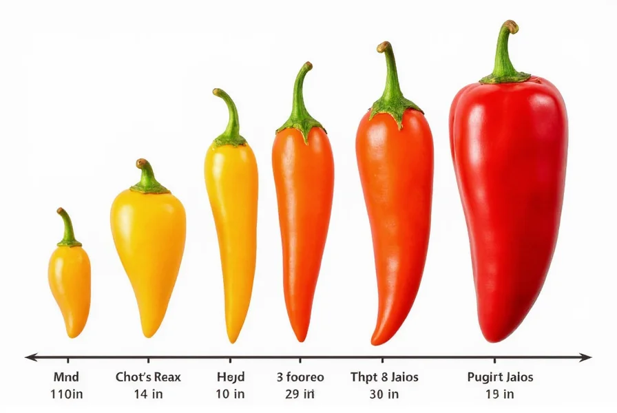 Visual representation of chili pepper heat scale showing progression from mild to extreme peppers with corresponding Scoville measurements