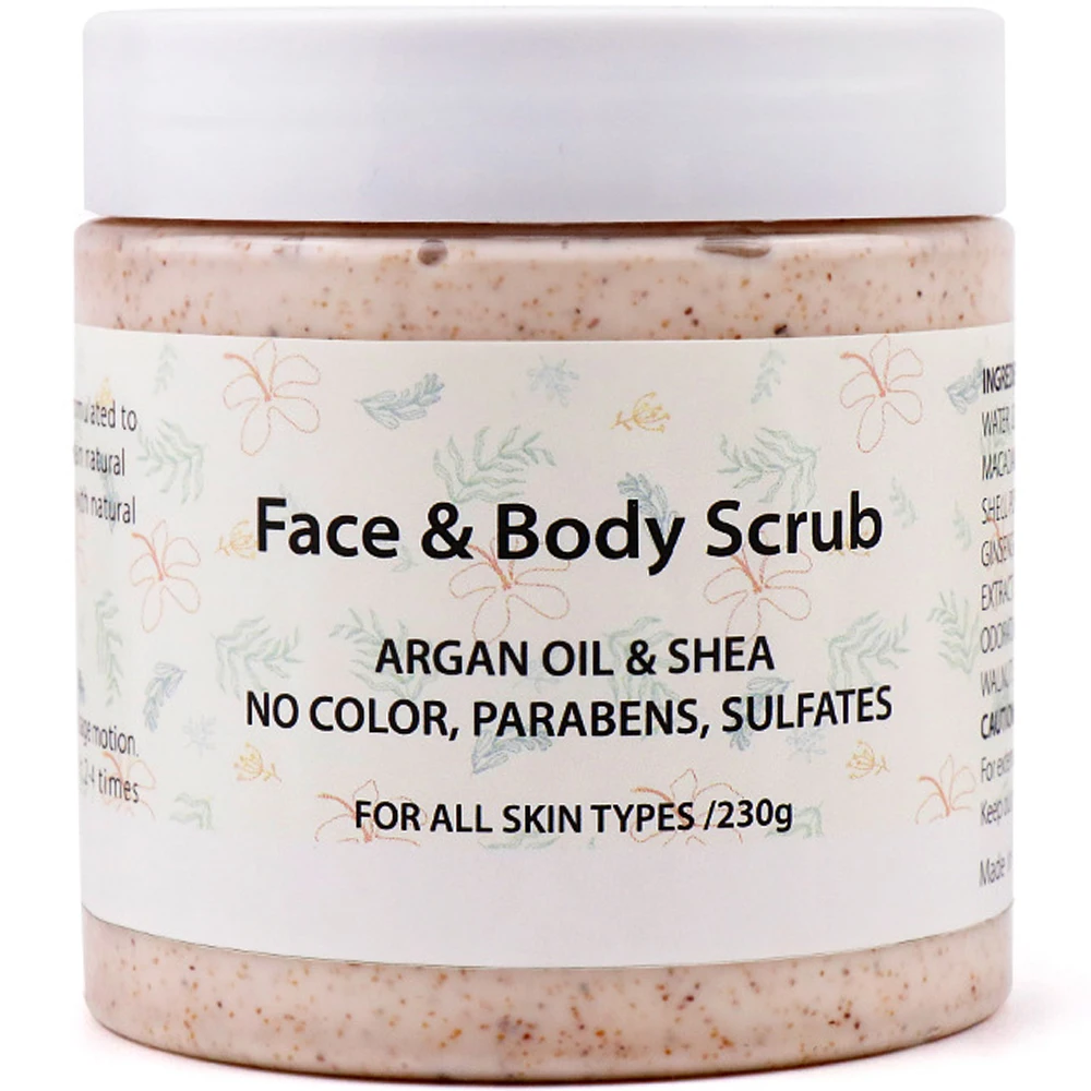 

Shea Butter Face Body Scrub Argan Oil Shea No Color Moisture Gentle on Skin Delightful Experience 230g