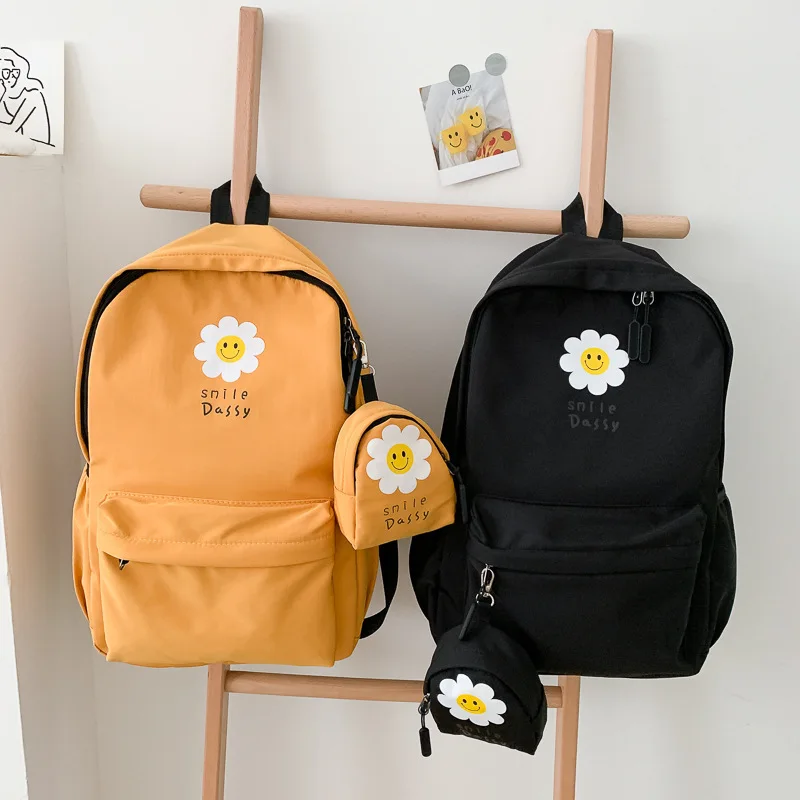 

Wholesale fashion backpack print small daisy rucksack large capacity high school college student school bag for kids, Customized color