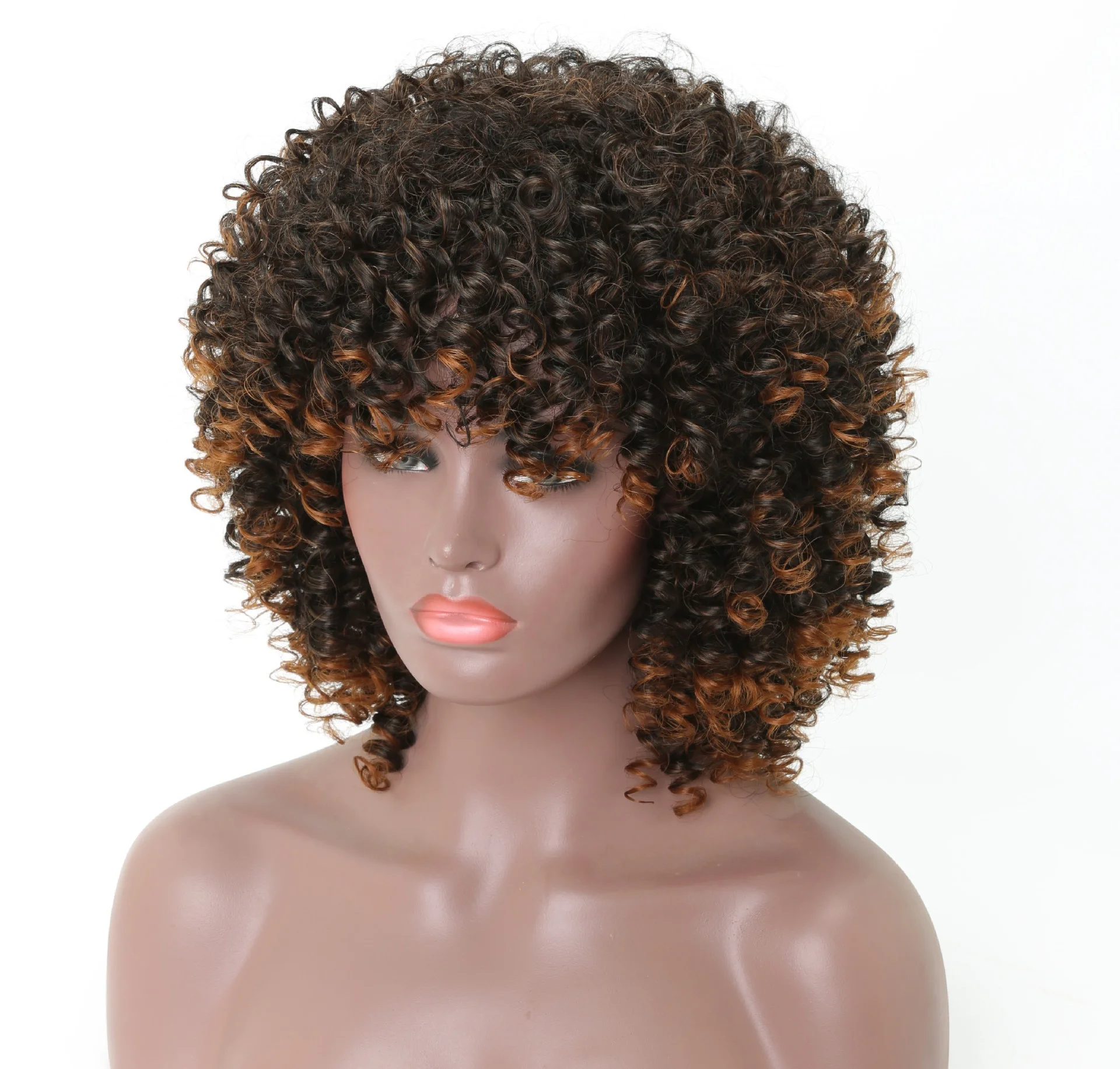 

African small curly medium to long T - brown wig, T2/30#