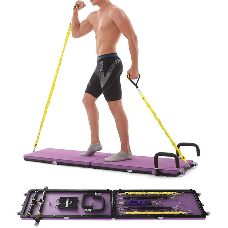 

Multifunctional portable fitness equipment foldable push up board resistance pull rope trainer gym mat fitness board