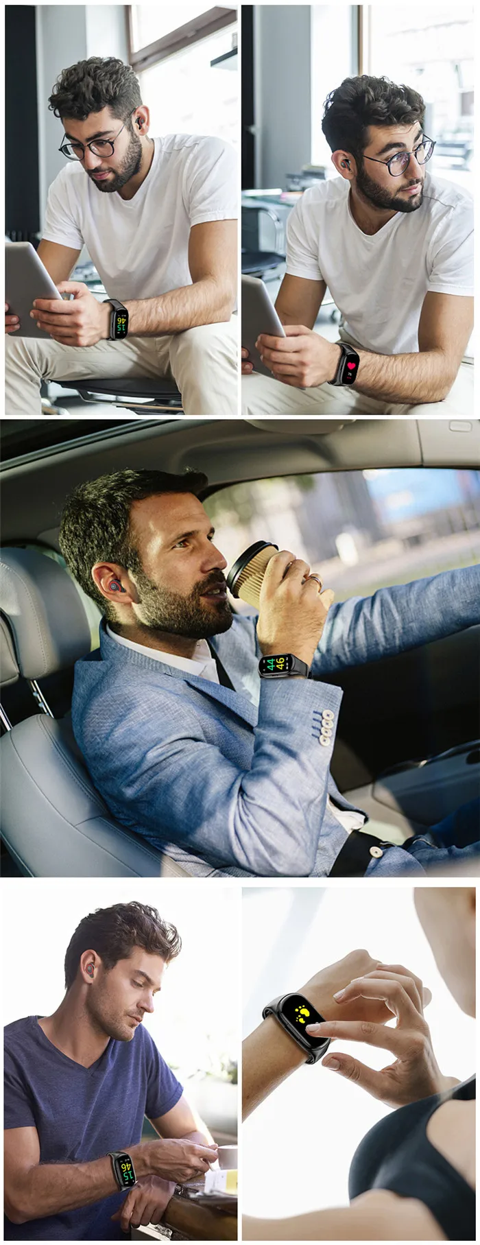 Hot selling Smart Watch With Bluetooth Earphone Blood pressure monitoringr Smart Wristband Smart Watch - ANKUX.COM
