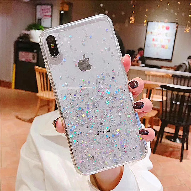 

Luxury Liquid Quicksand Glitter Back Cover Glitter Stars For iPhone 11 Pro Max XR XS Max 6S 8 7 Plus Silicon Phone Case Crystal
