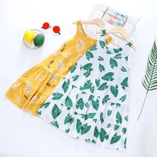 

Girls' casual dress children's sleeveless princess skirt in summer