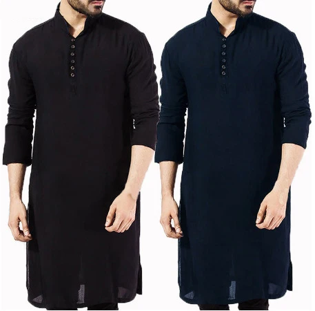 

Indian Traditional Wear Kurta Henley Shirts Kaftan Thobe T Shirts Long Sleeve Light Plain Gown Nightshirts Kurta Pajama for Men, Customers' requirements