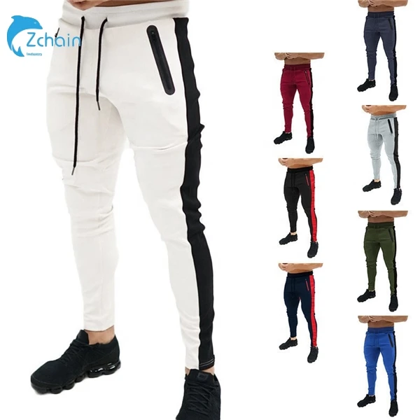 

Custom Logo wholesale casual pencil side stripe pants elastic waist men track pants jogger