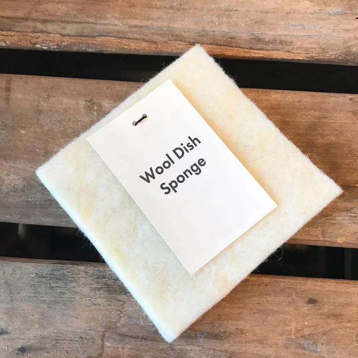 

Set of two small sustainable and compostable wool dish sponges for sustainable scrubbing in the kitchen, Natural white/customized