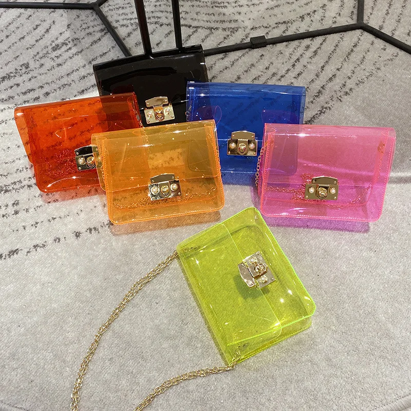 

Mini purses and handbags Kids Female Candy Color Transparent Crossbody Bags Girl Small Coin Wallet Clear Bag Purse