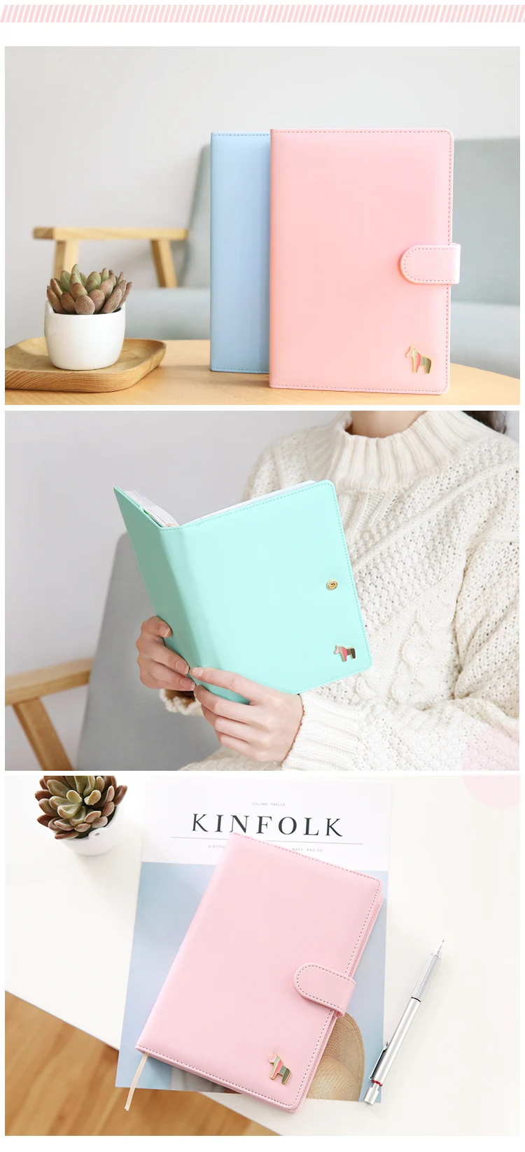 Customized Colorful A6 PU Leather Journal Travel A5 Notebook Planner with Ring Binder