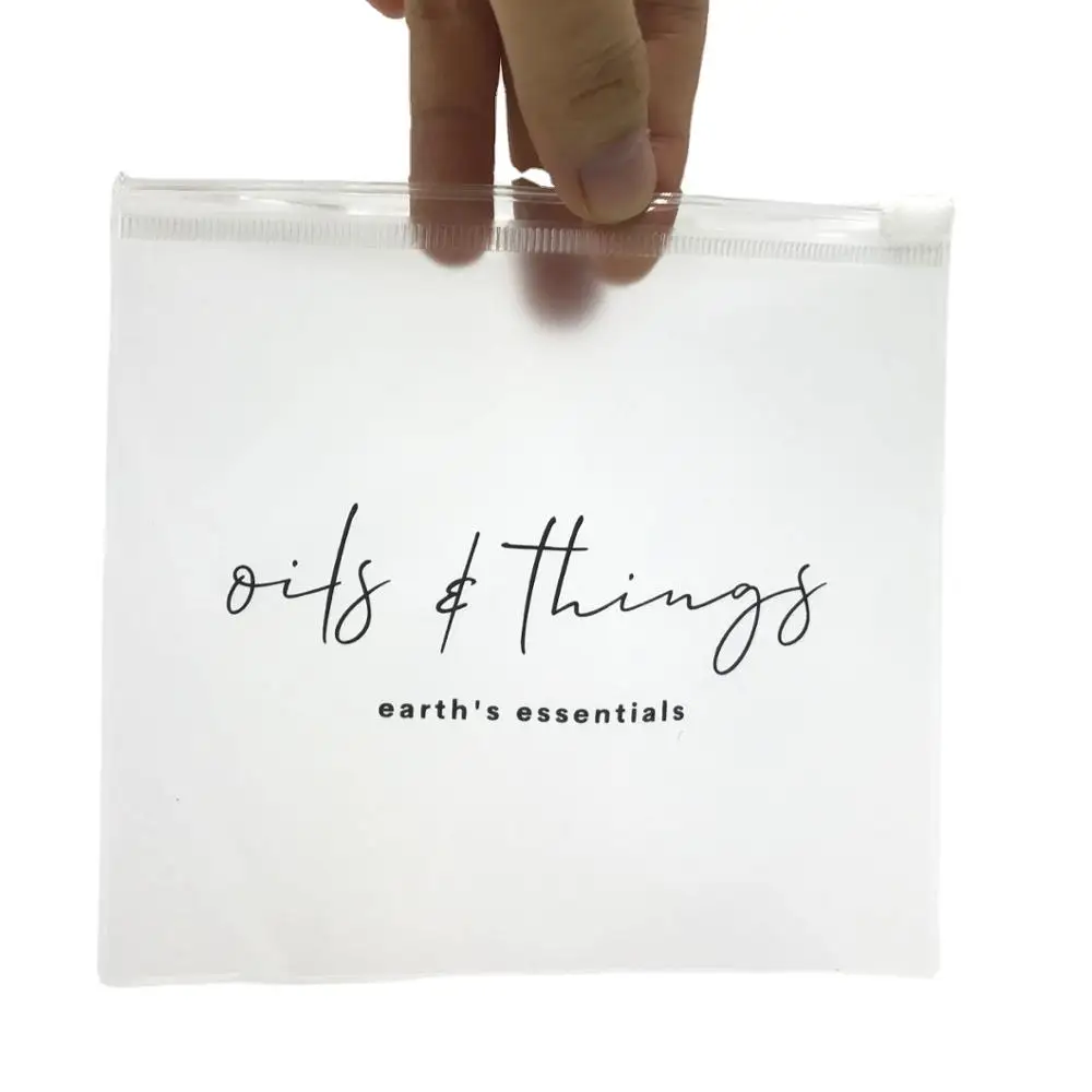 

Frosted Small Pouch PVC Logo Printed Plastic packaging bag with zipper For Eyelashes Jewelry bikini packaging