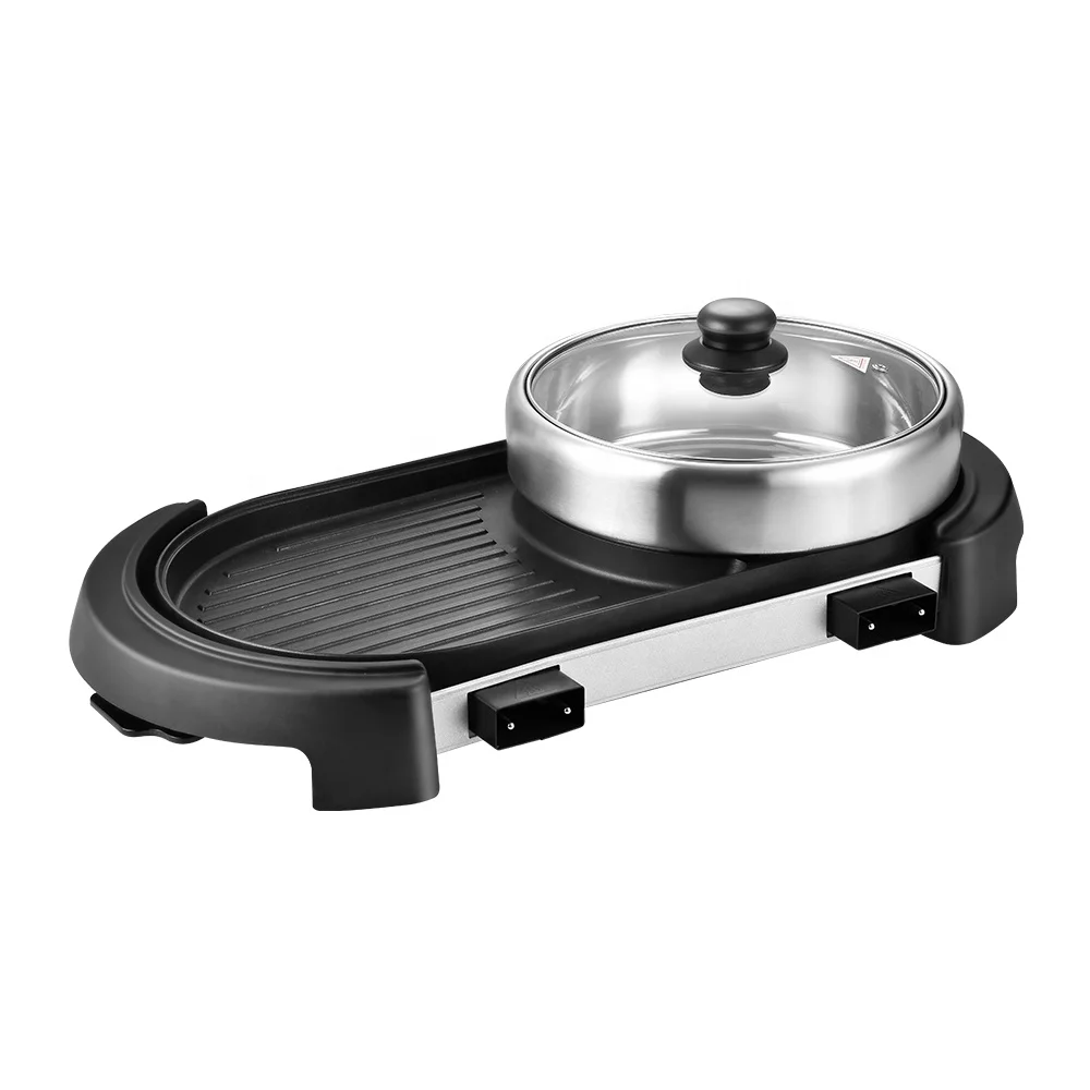 110v多功能烧烤炉室内无烟电烧烤炉韩国不粘电烤炉带火锅