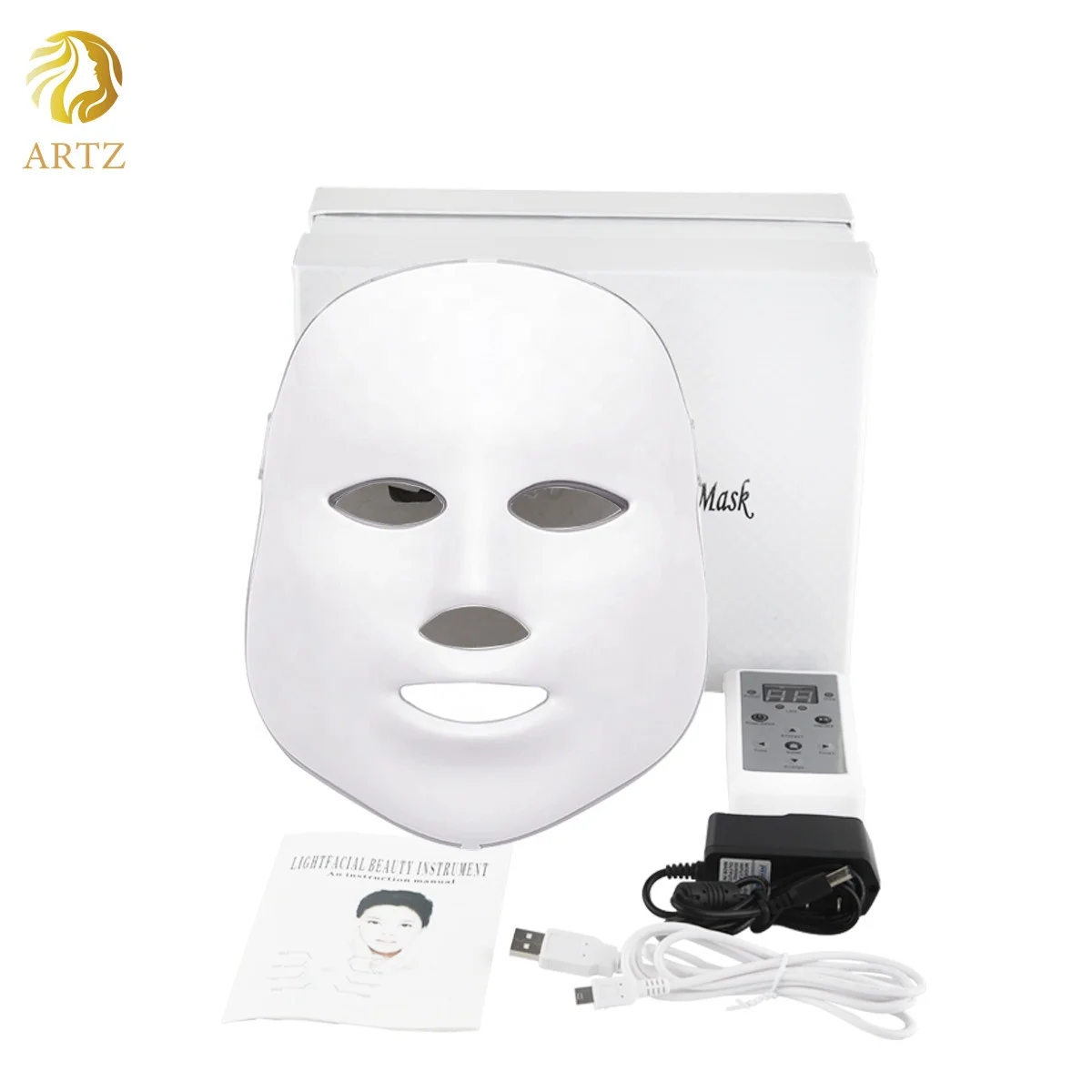 

ARTZ Skin Care Facial LED Mask Beauty Instrument Photon Therapy Mask LED Facial PDT Home Use Infrared Led Facial Mask, White
