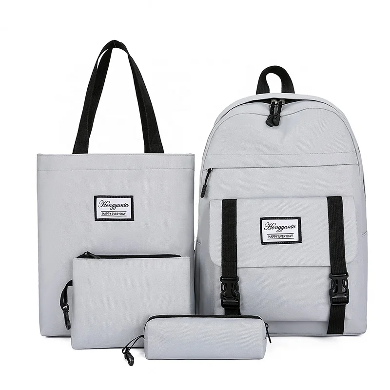 

Hot selling girl leisure school collage bags women travel daily sports set 4 in 1 backpack, Gray, red, pink, black, green