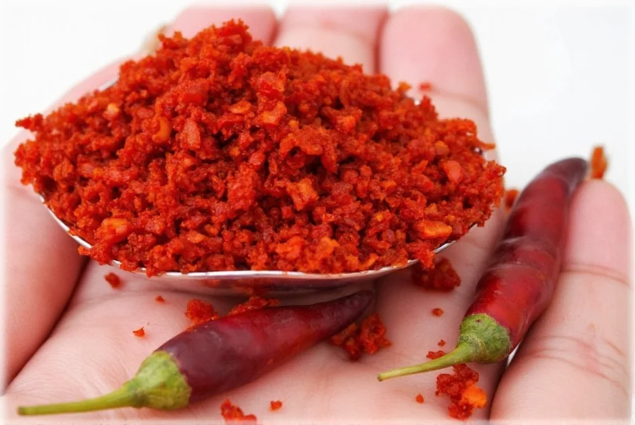 Spice jars containing Kashmiri red chili powder