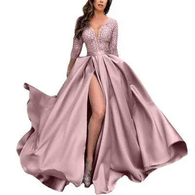 

KCYA Wedding Prom Dresses V Neck Bridesmaid Dress Big Swing Gowns For Women Evening Dresses