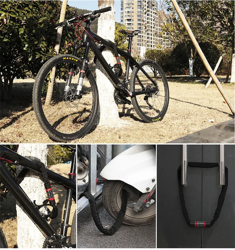 2020 New Design 5 Digit Combination Bike Anti-theft Bicycle Chain Password Lock,Mountain Bike Steel Lock