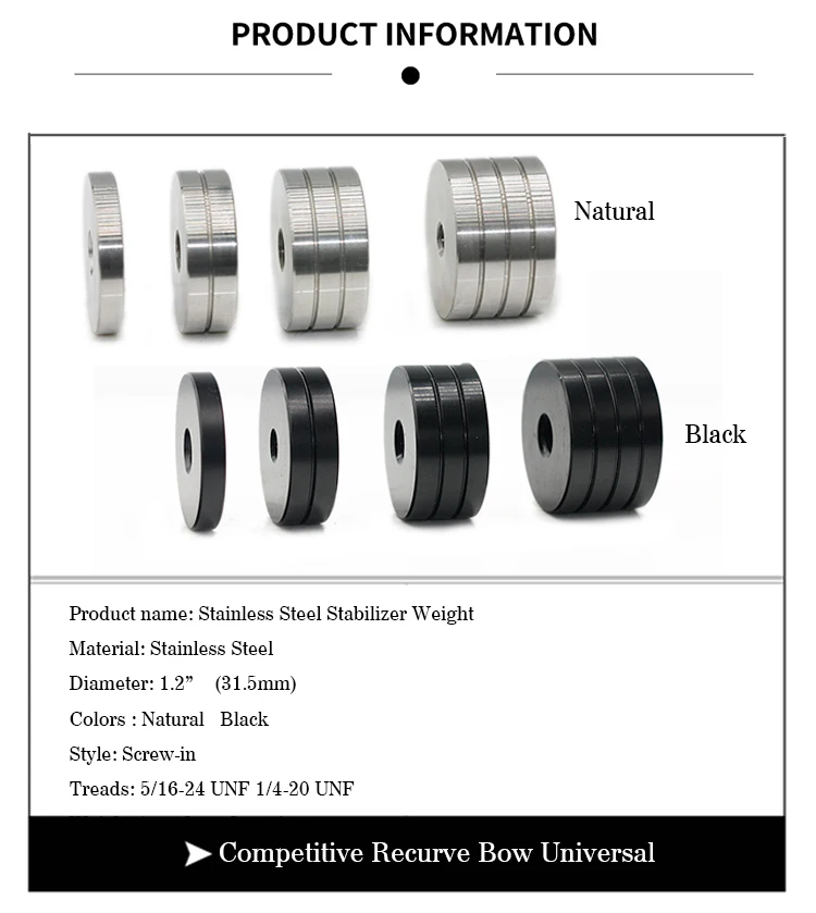 Stainless Steel Stabilizer Archery Weights Counterweight Balance For