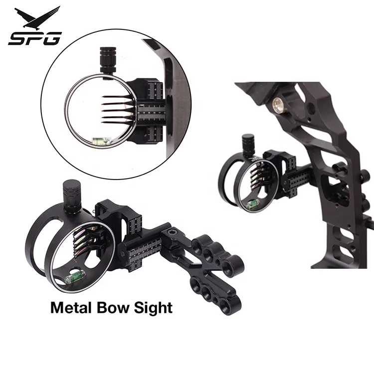 

SPG Archery Custom Logo Bow and Arrow Hunting Fiber Optics 5 Pin Archery Compound Bow Sights, Black
