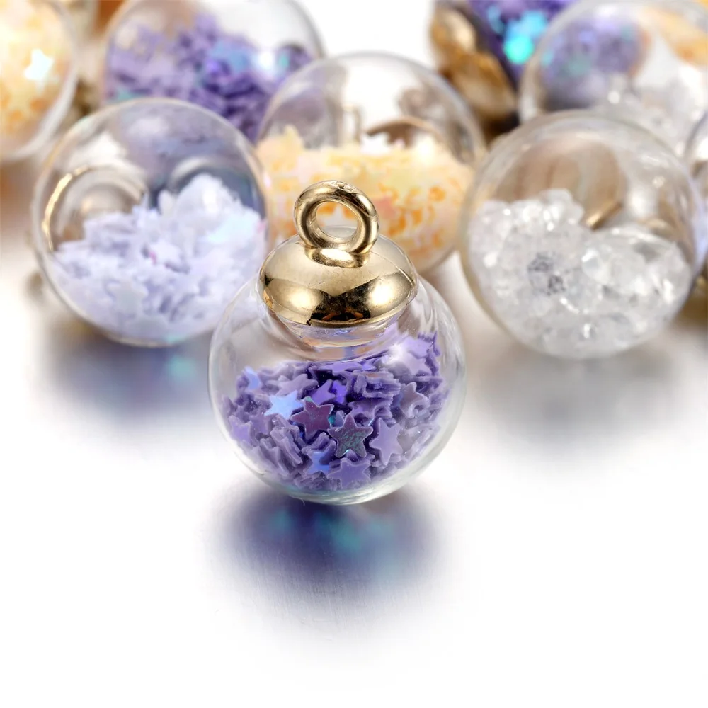 

10pcs Transparent Charms Star Sequins Glass Ball 16mm Pendants Beads Crafts Earrings Necklace for Jewelry Making Accessories
