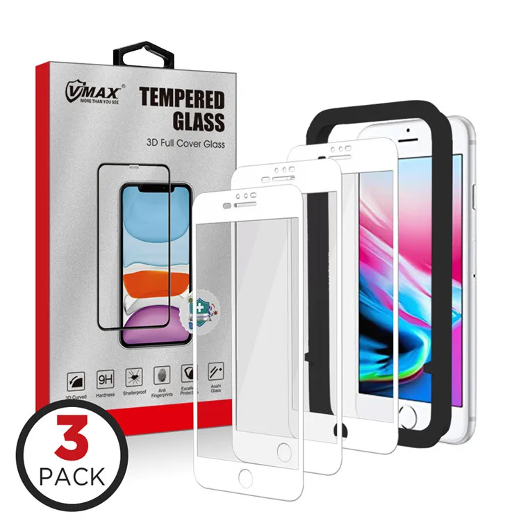 

3 in 1 2020 Vmax High Quality Tempered Glass Back Screen Protector for iPhone 6/6S 3D Full glue tempered glass Japanese Asahi