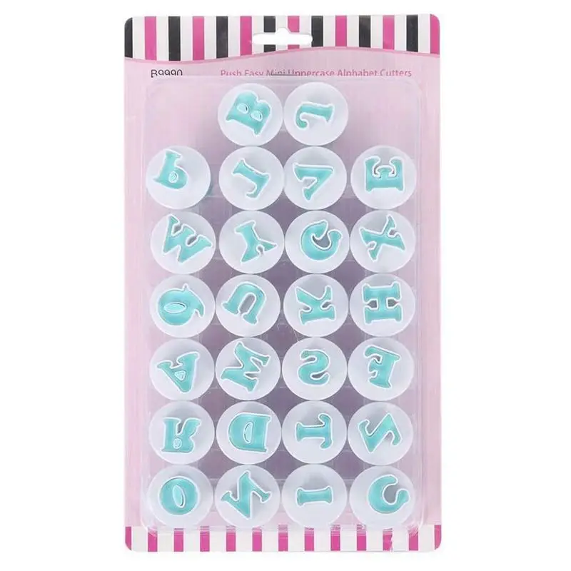 

Lixsun 26PCS Capital Letter Cookies Cutter With Cake Decorating Mini Plastic Alphabet Fondant Cake Biscuit Plunger Mold