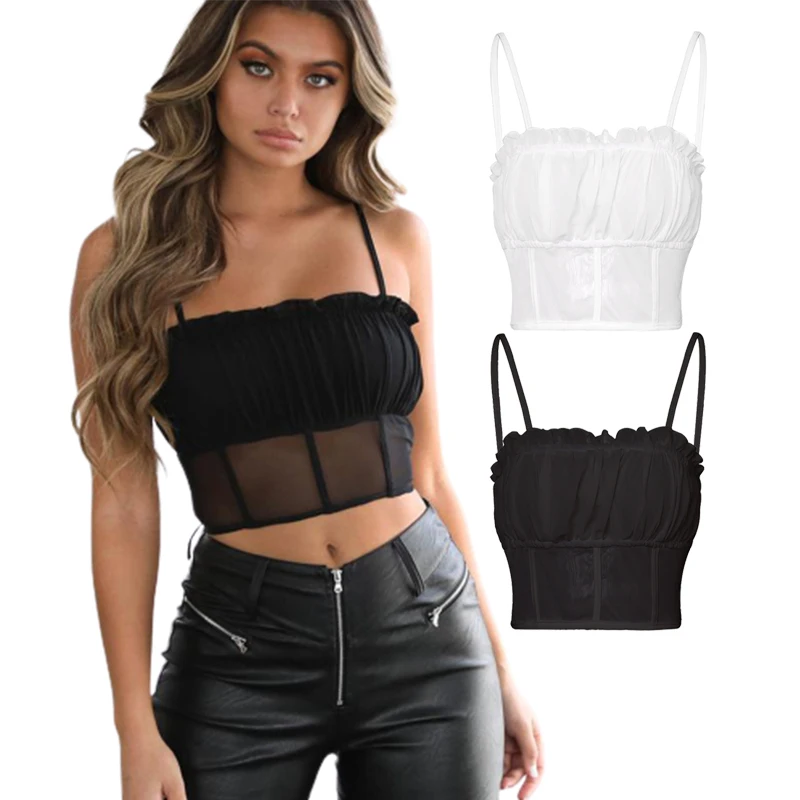 

Wholesale Women Button Front V Neck Spaghetti Straps Tank Top