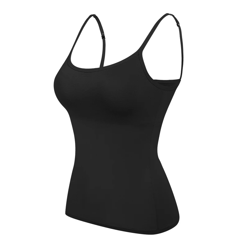 
Women Home Camisole Padded Double Layer Wire Free Adjustable Straps Solid Breathable Soft Fitness Active Top lencero 
