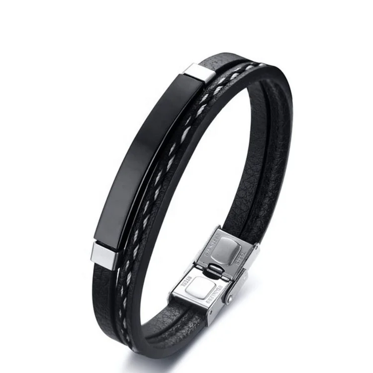 

Men Women Customizable PU Braided Hand Rope Multi-Layer Leather Bracelets