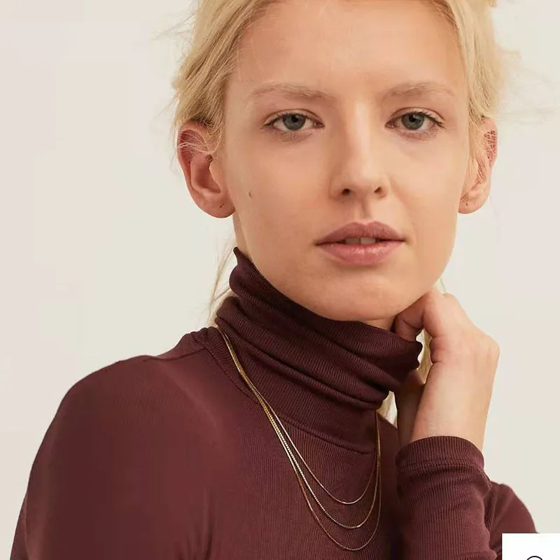 

Hot Selling Minimalist 18k Gold Plated Stainless Steel Triple Layered Chain Necklace For Women