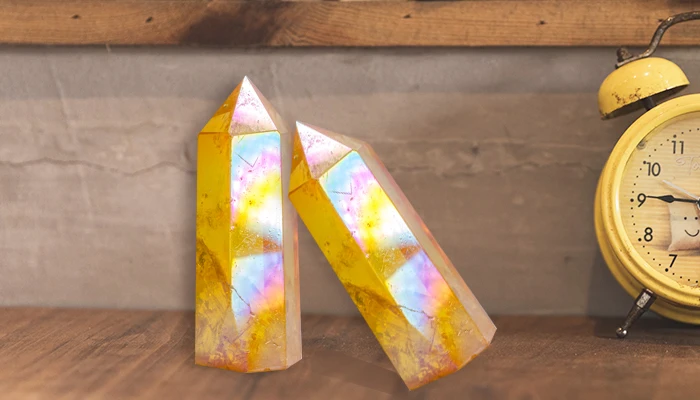 yellow aura quartz cluster