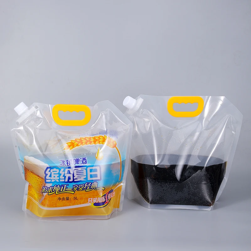 

Factory Price 1.5L Food Grade Foldable Liquid Packaging Bag Stand Up Type With Oblique Mouth Nozzle