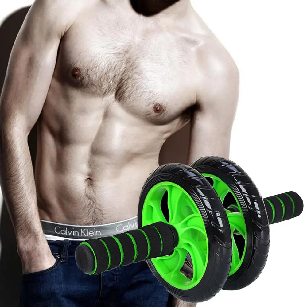 

Muscle Exercise Home Fitness Equipment Double Abdominal Power Wheel Ab Gym Roller Trainer Training, Green