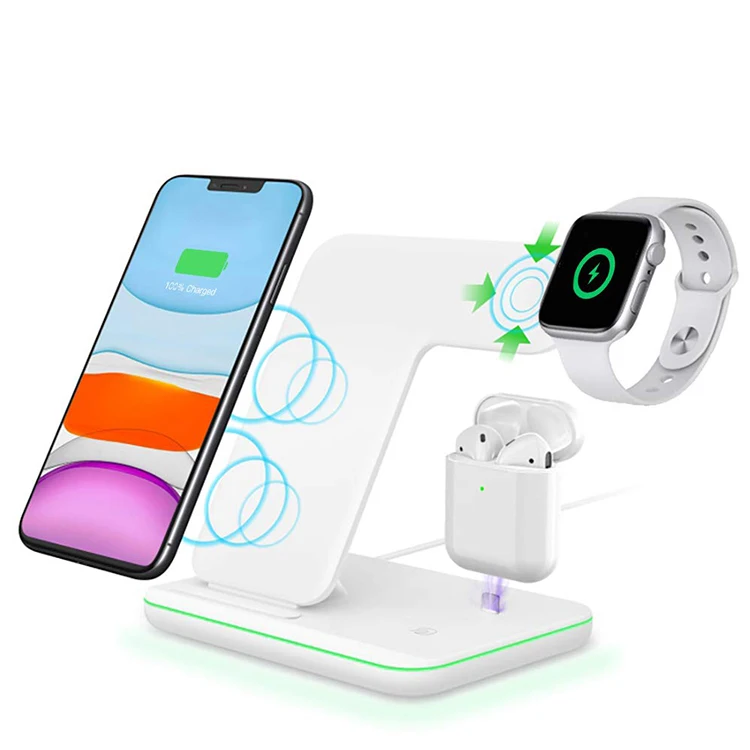 

Amazon Hot Sale For Samsung With LED 3in1 Wireless Charging Station Fast 15W Qi 3 In 1 Wireless Charger Stand