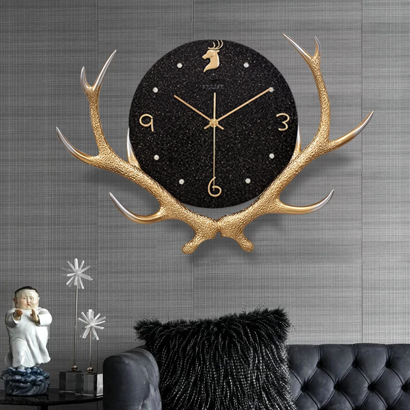 

Relife Factory Deer Gold White Black Art Wall Clock 100% Handmade Resin Clock Nordic Wall Art Deer Clocks, Picture shows