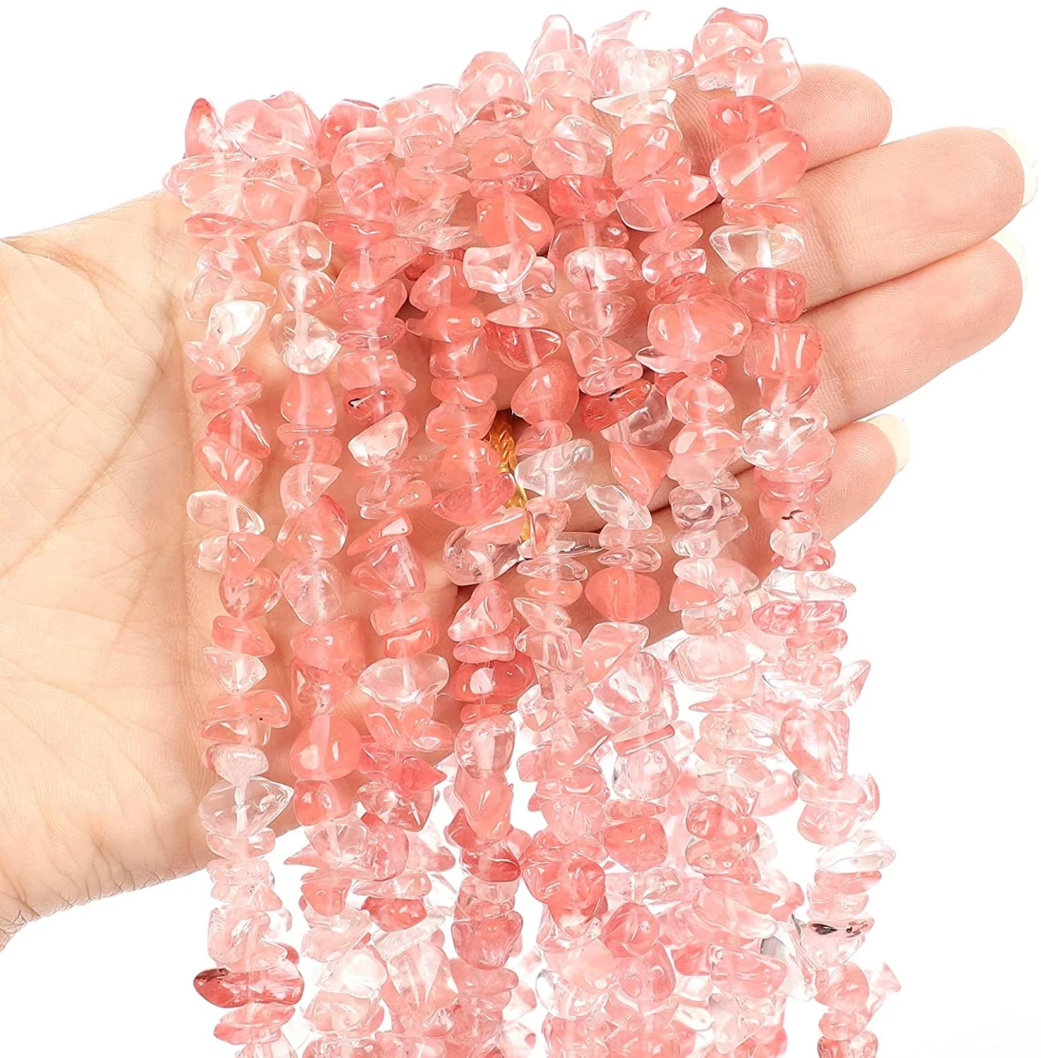 

Crystal Beads for Jewelry Making,Natural Stone Watermelon Chips Beads, 7 Chakra Natural Irregular Chip Gemstones